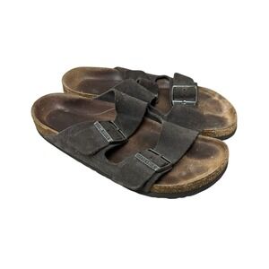 Birkenstock Arizona Shoes Size 38 Suede Sandal Slip On Gray Straps